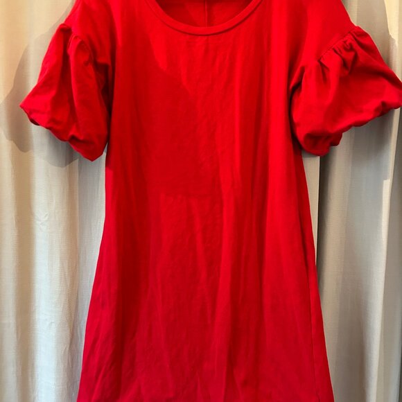 Cute Red Puff Sleeve Dress - Picture 2 of 5